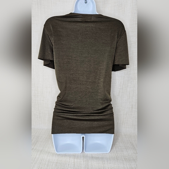 Vintage Y2K AB Studio Women's V-Neck Wrap Short Sleeve Layer Top Olive Size XL - Picture 2 of 9